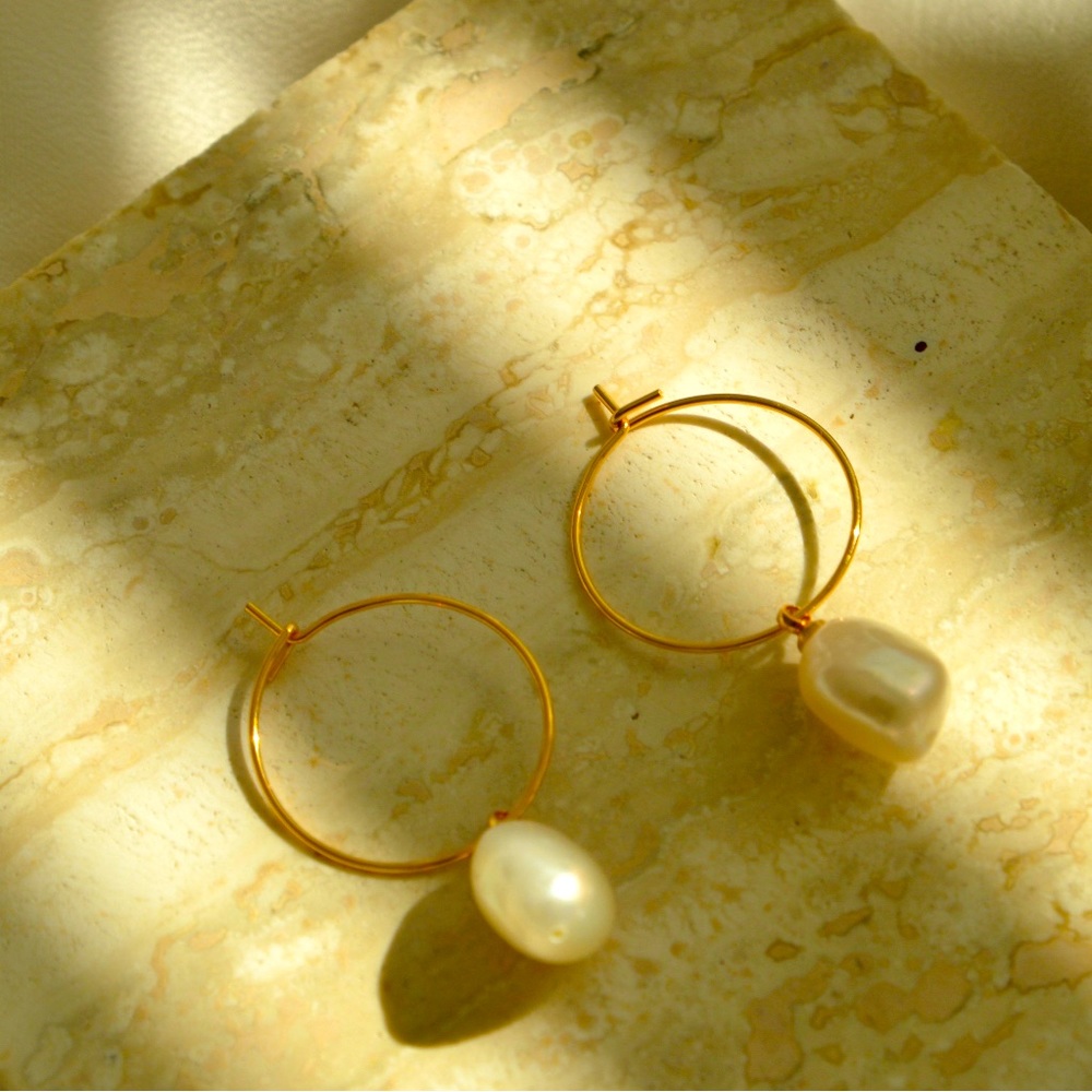 Pearl hoops perfect for bride
